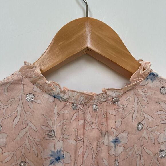 NWT Rebecca Taylor Silk Ruffle V Neck Mini Dress Pastel Pink Floral size S - Picture 7 of 13